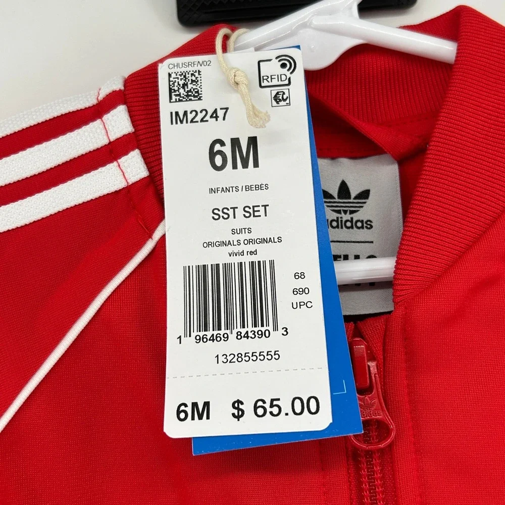 Adidas x Hello Kitty Infant 6M SST Tracksuit Set Vivid Red NWT Baby Girl Sporty